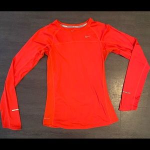 Nike- Orange Women’s Dri Fit Long Sleeve Athletic Shirt XS